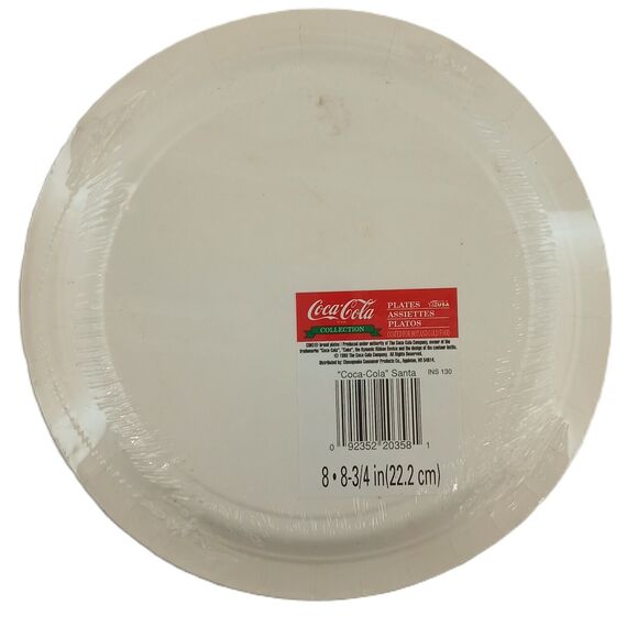 Vintage 1993 Coca Cola Santa Napkins & Plastic Coated Paper Plates NOS Xmas - Picture 3 of 8